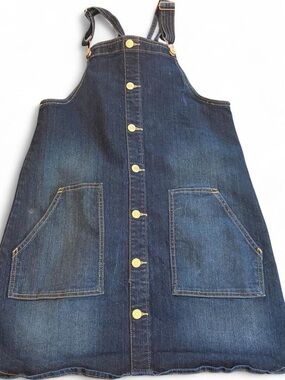 Jordache Denim Overall Dress | Girls XXL | Y2K Dark Wash Button-Front Jumper